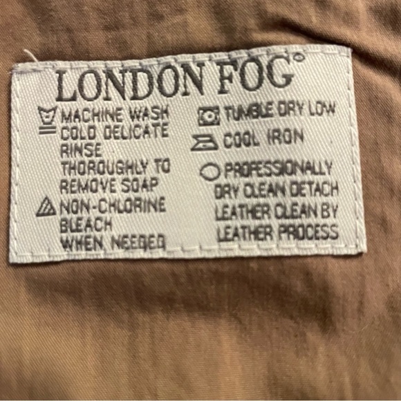 London Fog Men's Tan Coat with Brown Collar size large - Picture 10 of 10